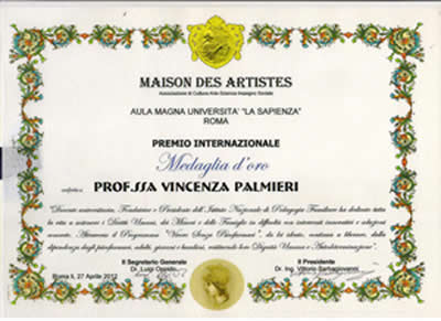 Certificato Medaglia D'Oro